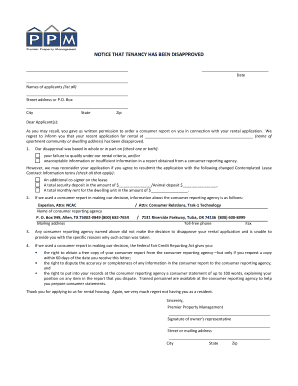 Notice of Tenancy Disapproval