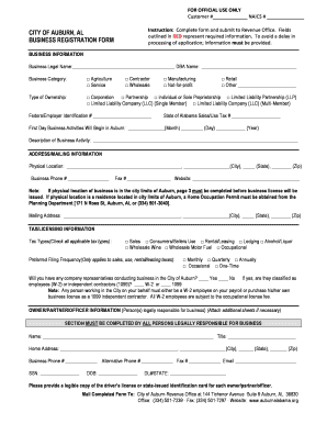 City of Auburn Business Registration Form