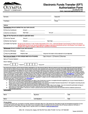 Electronic Funds Transfer Authorization Form