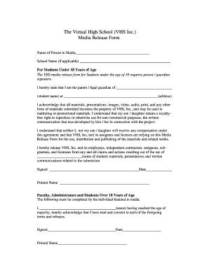 Media consent form template - The Virtual High School VHS Inc Media Release Form - thevhscollaborative