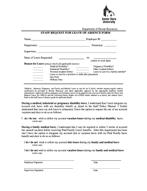 Staff Request for Leave of Absence Form
