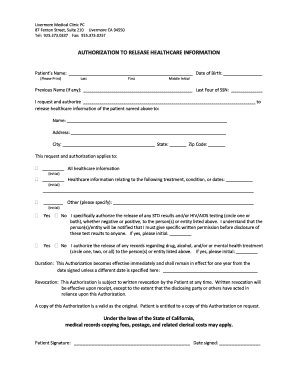 Authorization to Release Healthcare Information