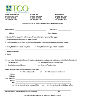 Authorization of Release of Healthcare Information