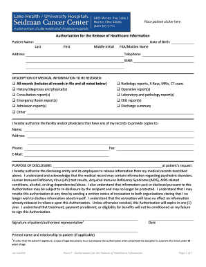 Authorization for Release of Healthcare Information