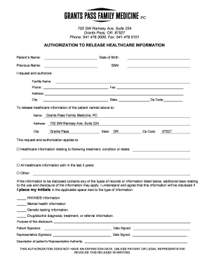 Authorization to Release Healthcare Information