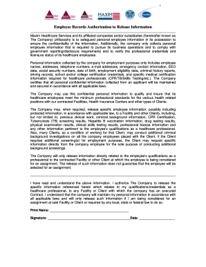 Employee Records Authorization to Release Information