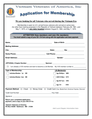 Vietnam Veterans of America Membership Application