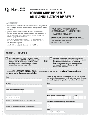 Formulaire de refus ou d’annulation de refus