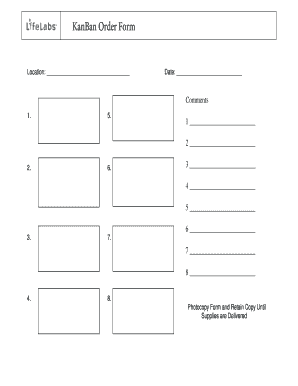KanBan Order Form - CML HealthCare