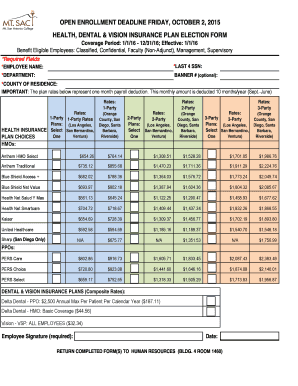 Health Insurance Plan Election Form