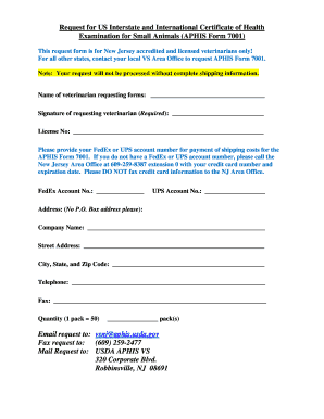 US Interstate and International Certificate of Health Examination Request