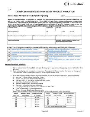CenturyLink Internet Basics Program Application