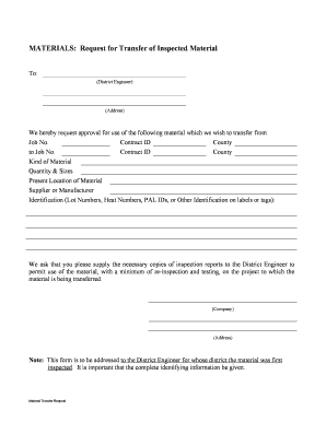 Material Transfer Request Form