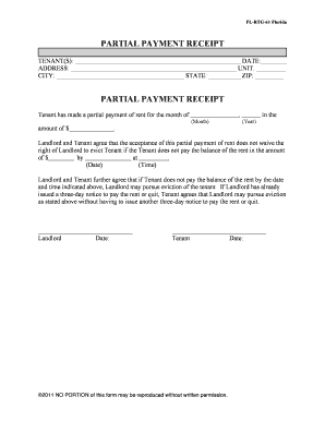 Florida Partial Payment Receipt