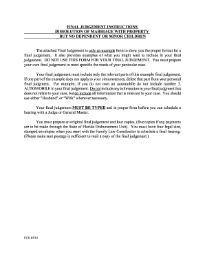 Final Judgment of Dissolution of Marriage with Property