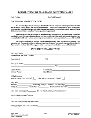 Florida Divorce Questionnaire