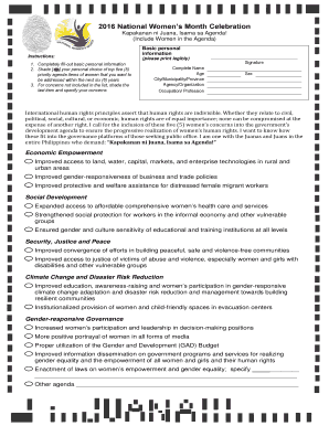 2016 National Women's Month Celebration Form