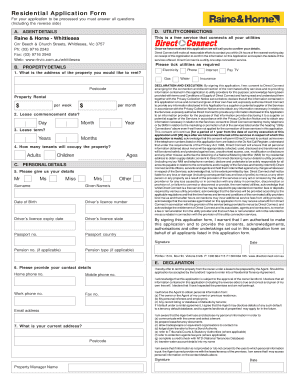 Residential Rental Application Form