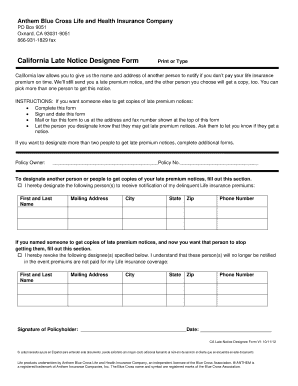 California Late Notice Designee Form