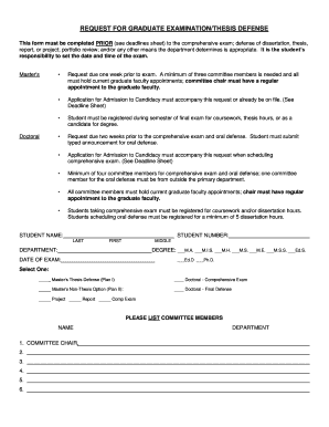 Request for Graduate Examination/Thesis Defense