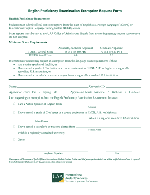English Proficiency Examination Exemption Request Form