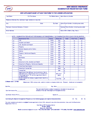 New Mexico Insurance Examination Registration Form