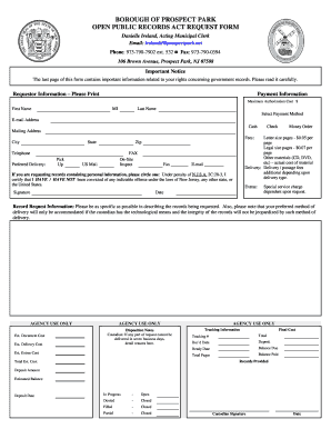 New Jersey Open Public Records Act Request Form