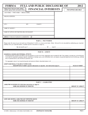Florida Financial Disclosure Form 6
