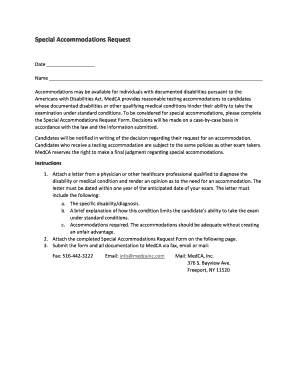 Special Accommodations Request Form