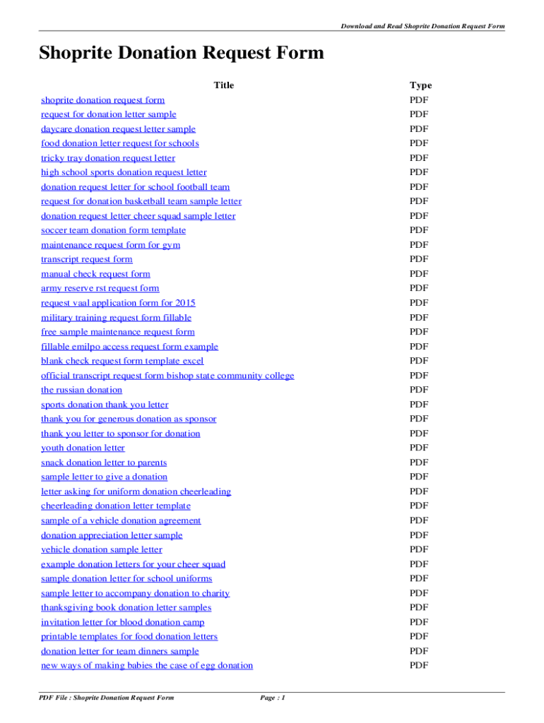 shoprite donation request Preview on Page 1.