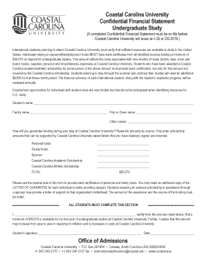 Confidential Financial Statement for International Students