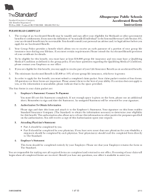 Albuquerque Public Schools Accelerated Benefit Claim Form