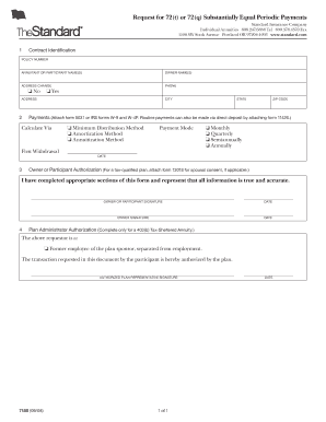 Request for 72(t) or 72(q) Substantially Equal Periodic Payments