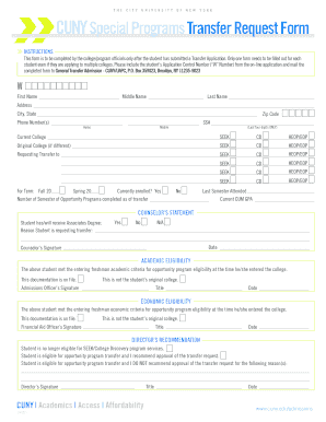CUNY Special Programs Transfer Request Form