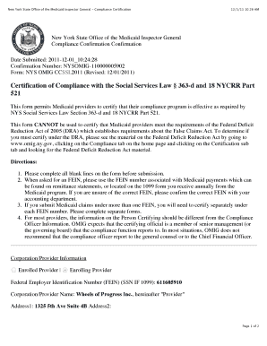 New York Medicaid Compliance Certification