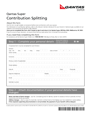 Qantas Super Contribution Splitting Form