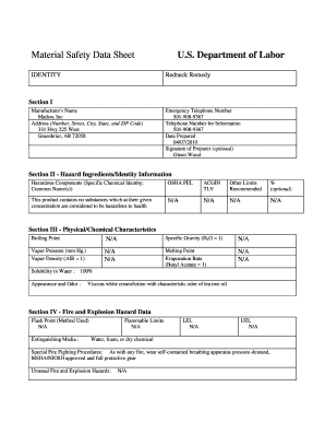 Material Safety Data Sheet