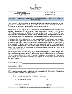 Request for Accounting of Disclosures of Protected Health Information