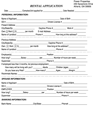Rental Application Form