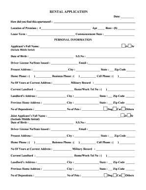 Rental Application Form