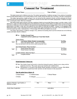 Dental Consent and Payment Authorization Form