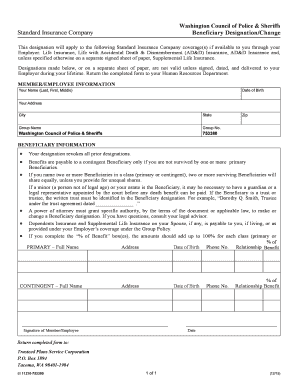 Standard Insurance Company Beneficiary Designation Form