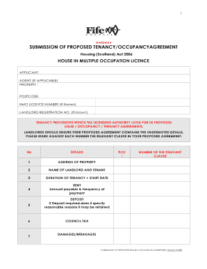 HMO Tenancy Agreement Submission Form
