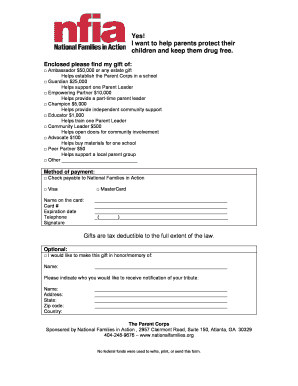 Parent Corps Donation Form