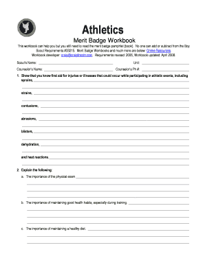 Boy Scouts Athletics Merit Badge Workbook