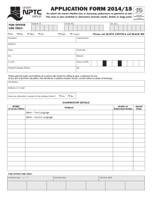 Student Application Form 2014/15