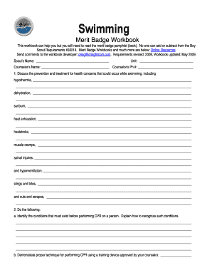 Swimming Merit Badge Workbook