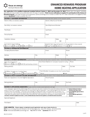 Wisconsin Enhanced Rewards Program Home Heating Application