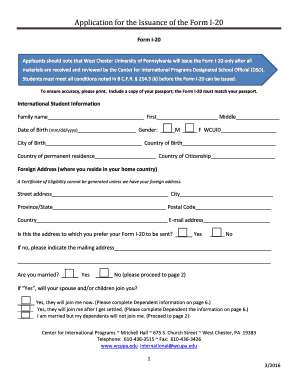 Application for Form I-20 Issuance