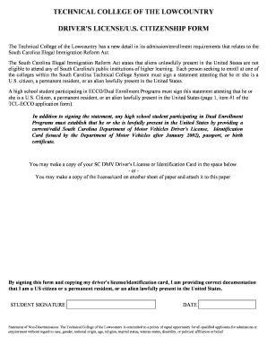 Driver's License/US Citizenship Form